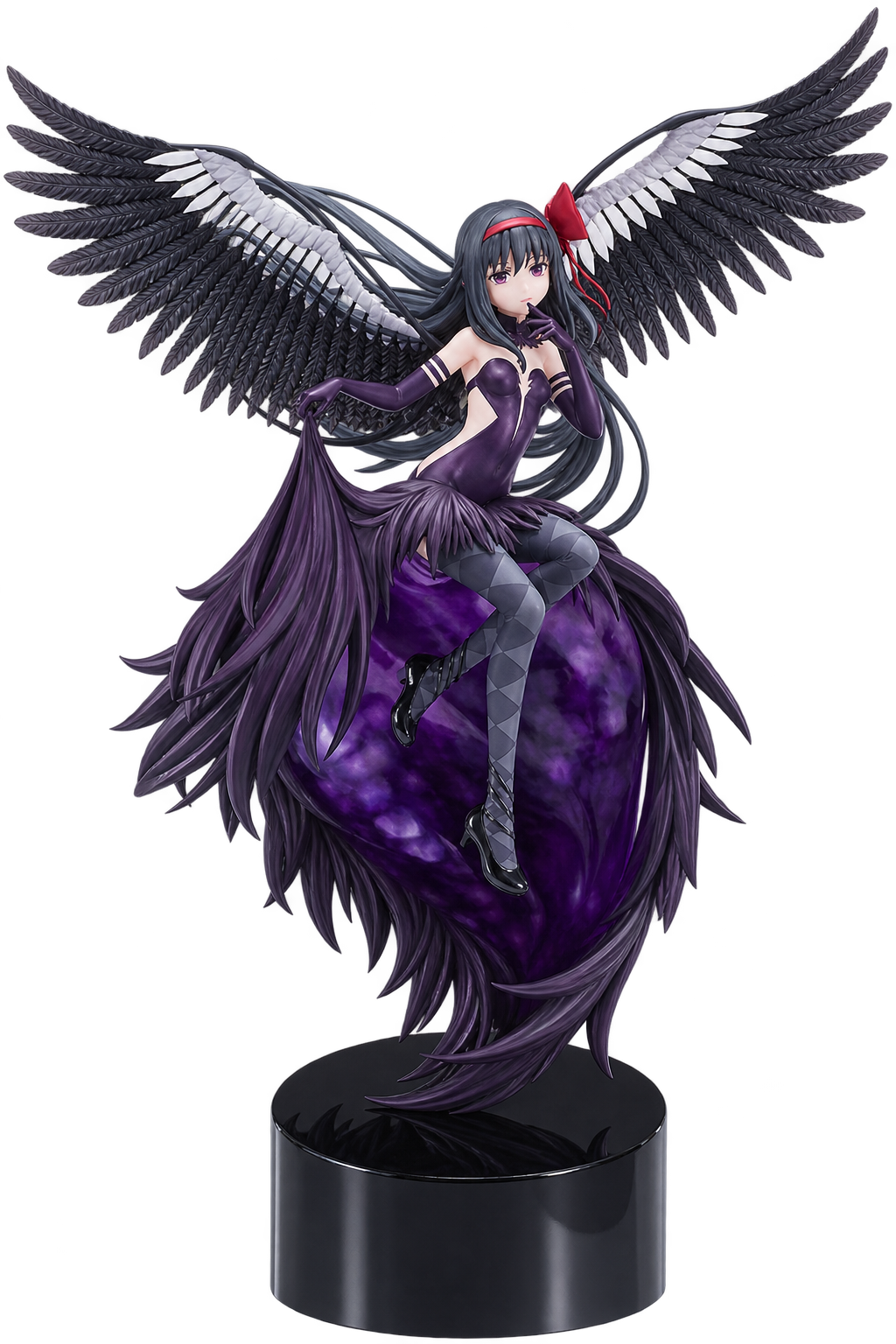 Purple scale figure with large black wings